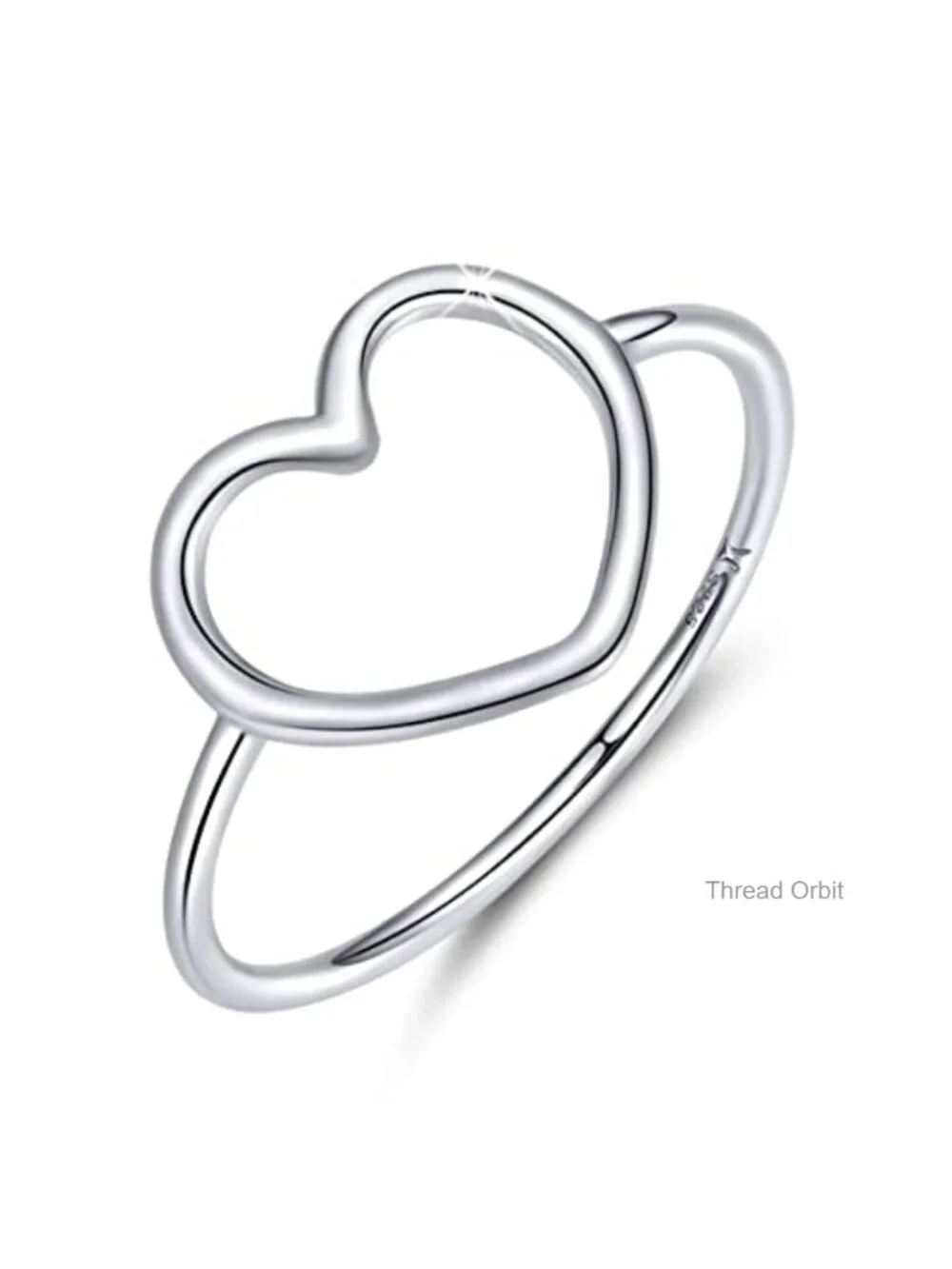 Sterling Silver White Gold Plated Minimalist Heart Ring Engagement Wedding